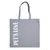Borsa in tessuto grigio con manici e scritta bianca verticale: PET'S LOVE.