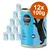 Lot de 12 boîtes Cosma Pure Love Drink, 100 g chacune, avec texte visible : With tuna in broth, Pure fish. Illustration de chat noir sur fond bleu.