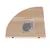 Quarter-circle wooden board with mounting materials, including screws and metal plates in a plastic bag.