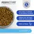 Perfect Fit Junior <1, croquettes dans une assiette, avec texte : pour aider à maintenir le microbiome intestinal, élaboré avec des ingrédients de haute qualité, riche en poulet.