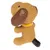 Giocattolo per cani in gomma a forma di cane marrone con collare giallo e coda nera.