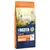 Bozita Adult Sensitive con salmón y arroz, 12 kg. Hecho en Suecia, receta sin trigo, cuidado de piel y pelaje, proteína 26%, grasa 16%. Envase con perro blanco en entorno natural.