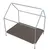 Metalen frame met rechthoekig ligoppervlak van bruine stof, geschikt voor huisdieraccessoires zoals bedden of overkappingen.