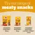 Tre confezioni di snack per cani Pedigree Ranchos: Slices 60 g, Wrap 40 g, Lastin' Layers con pollo 40 g. Testo in inglese: Try our range of meaty snacks.