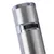 Close-up view of a cylindrical metal product with shiny chrome accents and a ribbed twist mechanism.