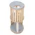 Arbre à chat cylindrique en bois clair avec trois niveaux, plateformes recouvertes de feutre gris et poteau central en sisal visible au centre.