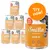 Smilla Poultry Pot cat food tins, visible flavours: with beef, fish, lamb, poultry hearts. Labels show 'Contains taurine', 'Grain-free', 400g. Large orange circle reads 'Try now!'.
