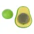 Jouet en forme d’avocat avec balle centrale grise et coque verte, inscription visible : TOYS avocado. Deux parties distinctes montrées.