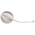 Silver-coloured ball made of shiny material with string, suitable as a toy.