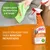 Nature's Miracle Oxy Formula Set-In Stain Remover. Seguro para las mascotas y el hogar. Solución adaptada para manchas incrustadas. Imagen de spray limpiador y mano limpiando sofá.