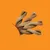 Twisted brown and beige chew sticks with a textured surface, partially shown against an orange background.