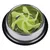 Stainless steel food bowl with green insert to slow down eating, non-slip base.