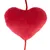Red plush heart with string, suitable as toy or decoration.
