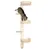 Cat tree with multiple levels and wooden platforms, a cat exploring the top platform.