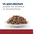 Assiette de bouchées en sauce pour animaux. Texte visible : « Un goût alléchant auquel les animaux ne résistent pas ».