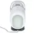 Portable air purifier with white-green design, integrated handle and power cable connection. Visible controls on top.