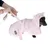 Dog coat in pink with hood and ears, brand Trixi. Hand holding the coat's tail.