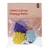 Emballage de 3 balles TIAKI Catnip Moppy Balls, visibles en violet, jaune et bleu clair, avec le nom du produit sur l’étiquette. Matière textile pelucheuse.