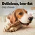 Text: Delicious, low-fat dog chews. Bild på hund som håller ett tuggben med tassarna.