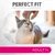 Perfect Fit Adult 1+. Unterstützt die ganzheitliche Gesundheit des Körpers. Bild einer Katze, die gestreichelt wird.