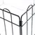 Détail d’un angle de parc pour animaux en métal noir, structure composée de barres verticales et horizontales soudées.
