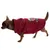 Kleiner Hund trägt roten Kapuzenpullover mit Rentiermotiv und Textaufdruck.