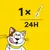 Feeding guide showing one Dreamies Creamy stick per 24 hours.