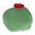 Giocattolo verde a forma di pomodoro con inserto in tessuto rosso, realizzato in materiale strutturato.