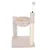 Cat tree with beige plush cover, hammock, sisal scratching post and toy ball on a spring.