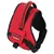 Rotes Hundegeschirr mit schwarzem Rand, verstellbaren Gurten und Metallring. Marke: moov4fun.