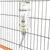 Glass drinking bottle with metal spout and holder, measuring scale up to 500 ml, rabbit design. Attached to a wire cage.