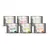 Lot de 6 boîtes MjAMjAM pour chat, variantes visibles : poulet avec pommes, fraises, céleri, épinards, courgettes ou poires. Étiquettes en allemand.