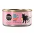 Boîte Cosma Pure Love Asia, texte visible : Tuna with Crab and Peach in Jelly, Pure Fish, Seafood & Fruit. Illustration de chat noir et pêche sur fond rose.