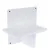 Supporto da parete bianco con piattaforma rettangolare, adatto al montaggio. Due fori per viti visibili per il fissaggio.
