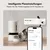 Intelligente Planeinstellungen für Fütterungszeit und -menge. Automatischer Futterspender mit App-Steuerung, Katze frisst aus Schüssel. Beispiel: Zeitplan 09:00 Uhr, Mo bis Fr.