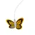 Papillon jaune et noir en plastique fixé à une tige métallique, accessoire de jeu pour chat visible sans marque apparente.