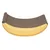 Griffoir en carton ondulé en forme de banane, surface marron et côtés jaunes, sans marque visible ni texte.