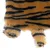 Plys materiale med tigerstribe-mønster, brun og sort, detaljevisning af overfladen.