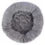 Cama redonda gris para mascotas de suave material de felpa con superficie acolchada y borde elevado.