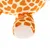 Plysdyr med gult girafmønster og hvid underside, egnet til kæledyr.