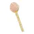 Snack für Kleintiere in Lollipop-Form mit rosa Kugel, bedeckt mit weissen Kokosflocken und einem Stiel aus gepressten Körnern.