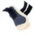 Protection pour cheval en plastique noir avec doublure en fausse fourrure beige, deux fermetures à scratch noires visibles, étiquette bleue « World Class » et texte « Full ».