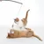 Two cats playing with a teaser wand that has a plush toy attached.