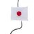 Toy shaped like a white felt letter with red seal, attached to a black cord.