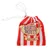 Bolsa de tela a rayas rojas y blancas con la inscripción 'Bertie Bott's Beans' en lila y amarillo. Cordón blanco visible.