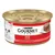 Purina Gourmet Paté con ternera, comida para gatos en lata roja, imagen de gato blanco y paté en plato.