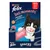 Purina Felix Deli Moments snacks líquidos con salmón, bajos en calorías, 100% sabrosos. El envase muestra un gato con un paquete rosa de snacks.
