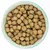 Bowl filled with round, brown dry food pellets to show product shape and size.