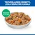 Kulhollinen muhennosta, lihakuutioita, herneitä ja porkkanoita. Teksti: Terveellinen resepti kanalla. Savoury Stew.