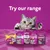 Various Whiskas cat products: Temptations, Dentabites, CatMilk, Milky Treats and Relax & Unwind against a purple background with a cat. Text: Try our range.